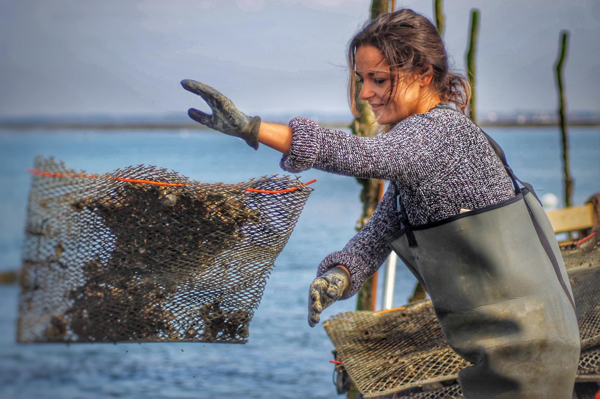 Women oyster farmer